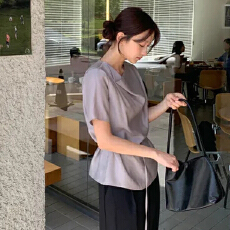批发尺寸已更新 韩系温柔百搭气质优雅荡领系带收腰日常百搭衬<b class='q'>衫</b>上衣