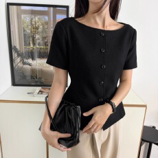 批发韩系复古气质小香风设计感领口收腰显瘦短袖优雅百搭通勤外套
