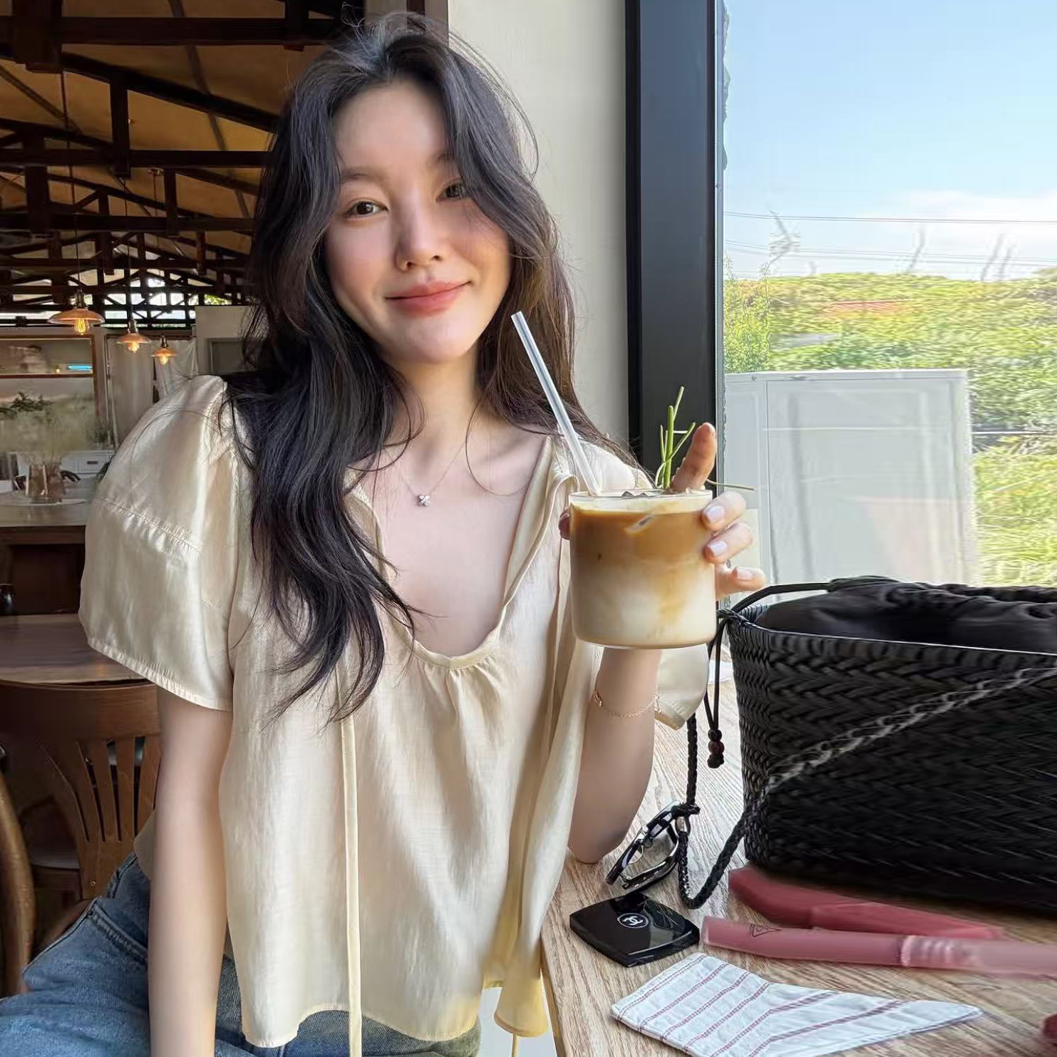 한 부서 미니멀리즘 품격 전후 둘 착용 루즈핏 차가운 센스 작은 셔츠 일상 다용도 마이크로 ~을 통해 반팔 맨위