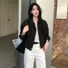 批发法式复古气质翻领夹克上衣<b class='q'>通勤</b>百搭秋季新款短外套