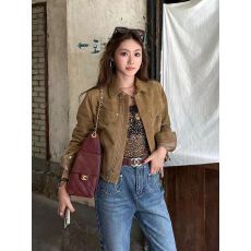 批发麂皮绒外套女2026新款秋季复古翻领高允真同款小个子<b class='q'>皮衣</b>夹克上衣