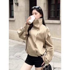 批发卡其色翻领风衣外套女早秋2026新款爆款韩系巨好看小个子短款大衣