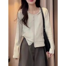 批发欧货2026秋季新款韩系设计感连帽拉链<b class='q'>开衫</b><b class='q'>女</b>外套显瘦百搭休闲上衣