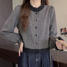 批发实拍有货新款<b class='q'>时尚</b>设计感木耳边长袖<b class='q'>衬衫</b>女<b class='q'>时尚</b>洋气百搭气质上衣服