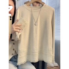 批发挂拍2025<b class='q'>秋</b>冬新款大码长袖圆领纯色T恤时尚显瘦百搭通勤打底衫女