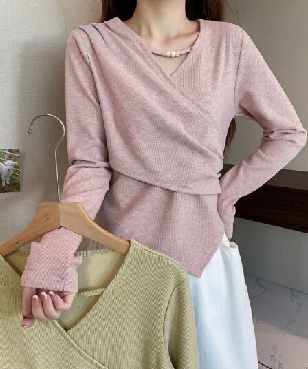 실사 빅 사이즈 긴팔 두꺼운 보온 불규칙 밑단 티셔츠 다용도 슬림해 보이는 연령 감소 표지 고기 출퇴근 기본 셔츠