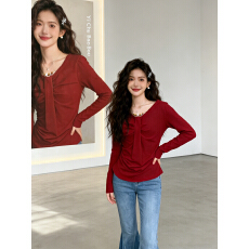 批发实拍大码2026春装长袖加厚保暖T恤时尚减龄显瘦遮肉收腰打底衫女