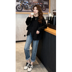 批发大码女装不规则圆领卫衣女<b class='q'>春</b>季微胖mm宽松显瘦遮肉百搭设计感上衣