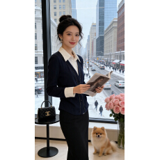 批发2026<b class='q'>春</b>装美拉蓝假两件长袖T恤女穿搭大码重工钉珠高级感气质上衣