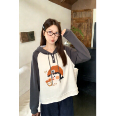 批发实拍2026春装大码连帽印花加绒加厚卫衣新款微胖mm遮肉显瘦上衣