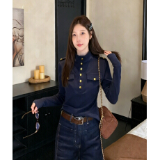 批发实拍2026春装小香风半高领长袖T恤女大码胖mm显瘦遮肉打底衫上衣