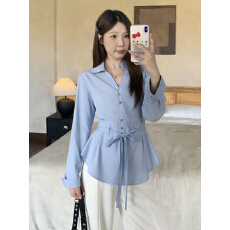 批发实拍2026春大码女装收腰长袖衬衫女时尚遮肚显瘦洋气法式<b class='q'>雪纺上衣</b>