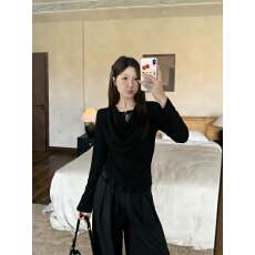 批发实拍2026春季大码长袖假两件T恤加厚保暖显瘦百搭减龄别致打底衫