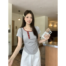 批发实拍2026夏装新款不规则下摆美式复古辣妹BM风短袖<b class='q'>T</b><b class='q'>恤</b>女上衣