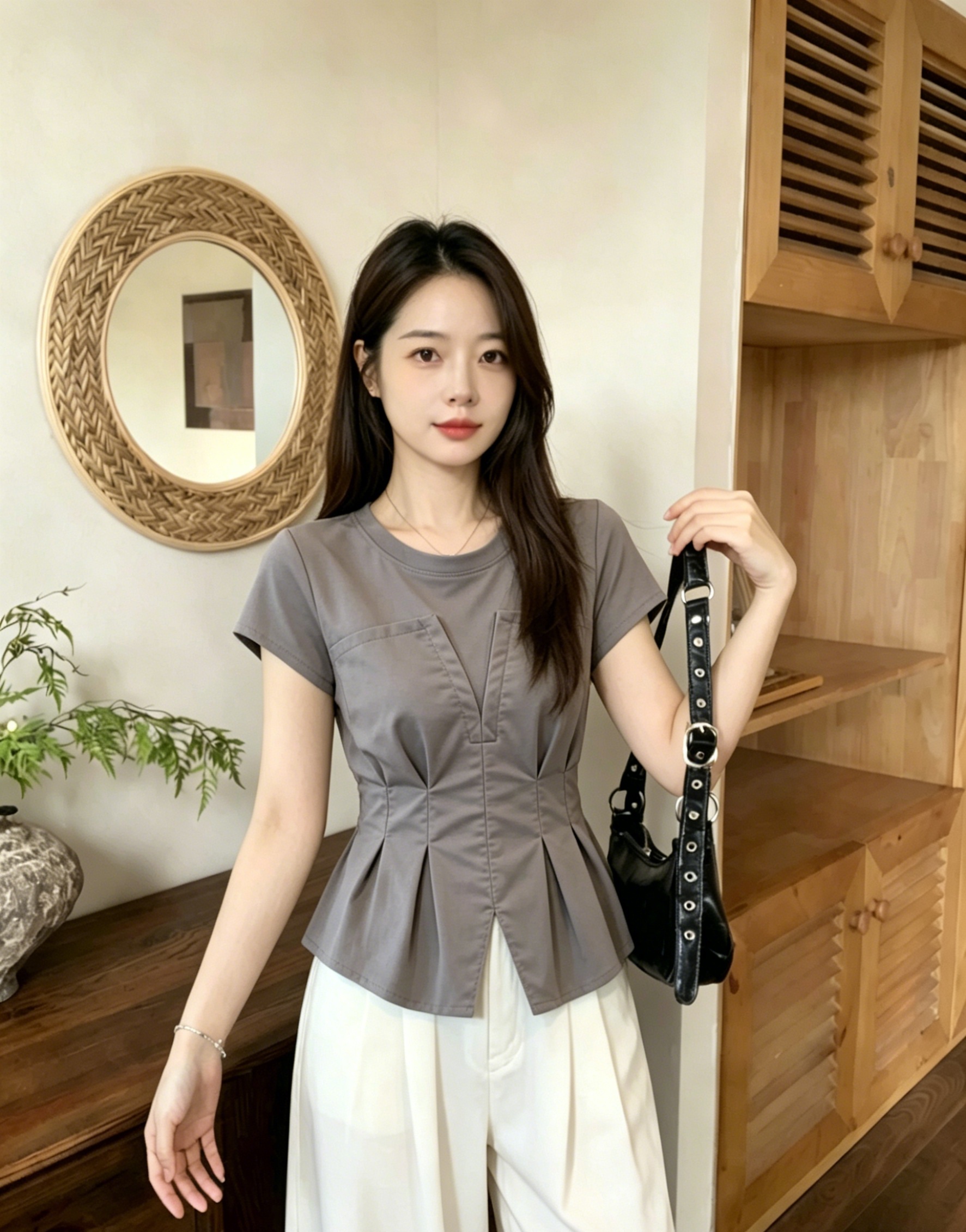 실사 2026 여름 새로운 빅 사이즈 여성 의류 패션 슬림해 보이는 다용도 페이크 레이어드 패치워크 반팔 티셔츠 맨위