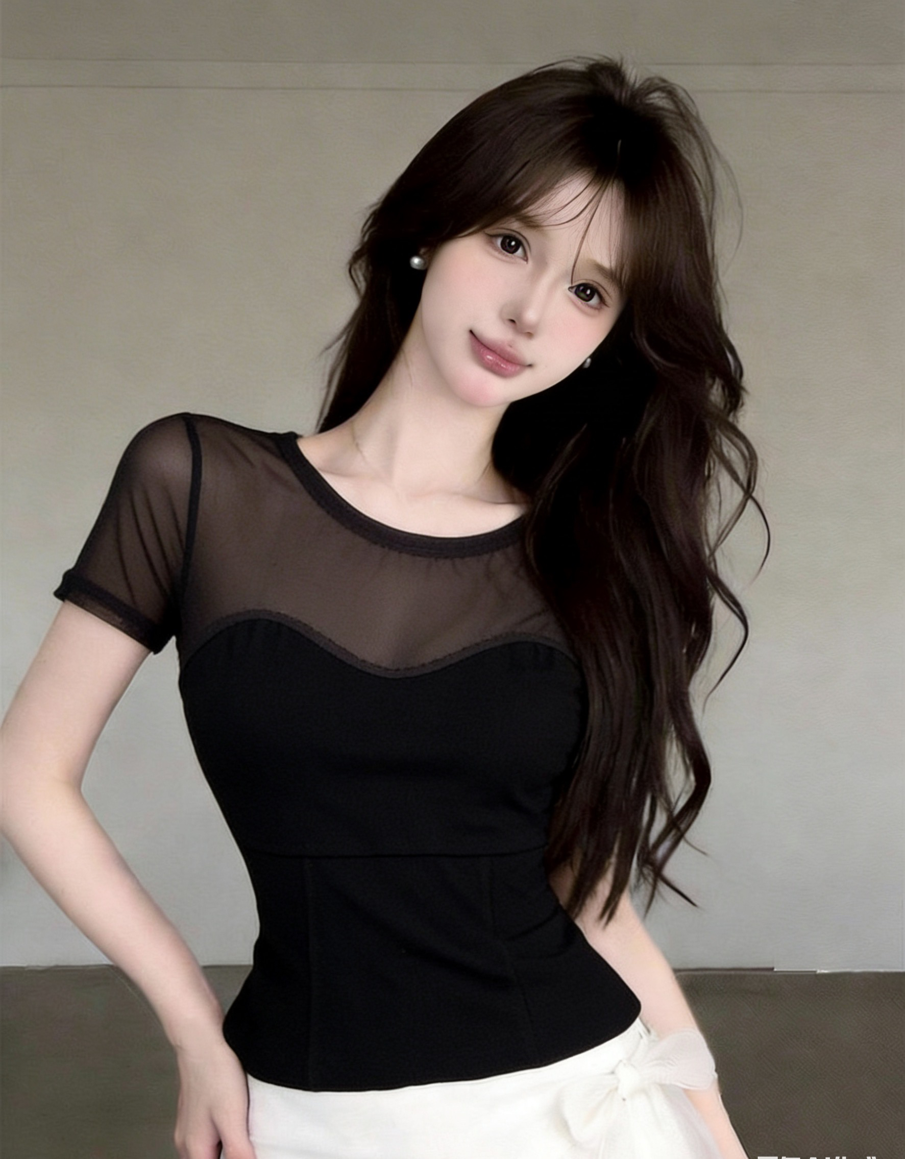 순수한 욕망 Chic 섹시함 망사 패치워크 페이크 레이어드 맨위 여성 여름 항구 바람 조심해. 기계 디자인 반팔 티셔츠 ins 트렌디