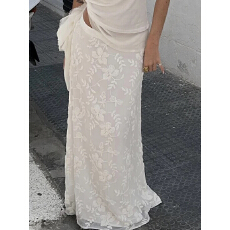 法式复古蕾丝拼接拉链腰半身裙女高腰修身显瘦气质鱼尾裙