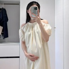 批发孕妇裙子<b class='q'>夏</b>装2026新款孕妇连衣裙法式气质小众设计高级感露肩长裙