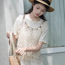 批发亮片流苏刺绣镂空<b class='q'>吊带</b>女2025夏季新款设计感小众气质显瘦背心上衣