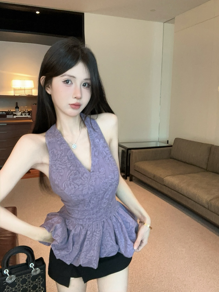 MY11972# 小众设计感挂脖吊带背心夏季新款收腰显瘦甜辣外穿上衣女女裝貨源服裝批發