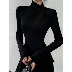 批发实拍不规则<b class='q'>高领</b>磨毛加绒<b class='q'>打底衫</b>女内搭巨好看修身正肩长袖t恤上衣