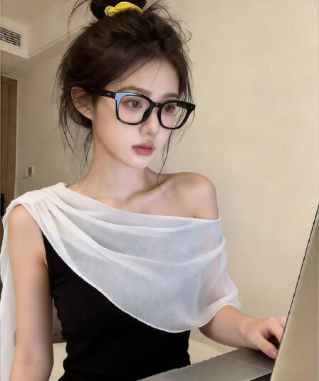 실사 프랑스식 섹시함 망사 오프숄더 우아한 티셔츠 여성 여름 새로운 몸매 가꾸기 슬림해 보이는 다용도 패션 반팔 작은 셔츠