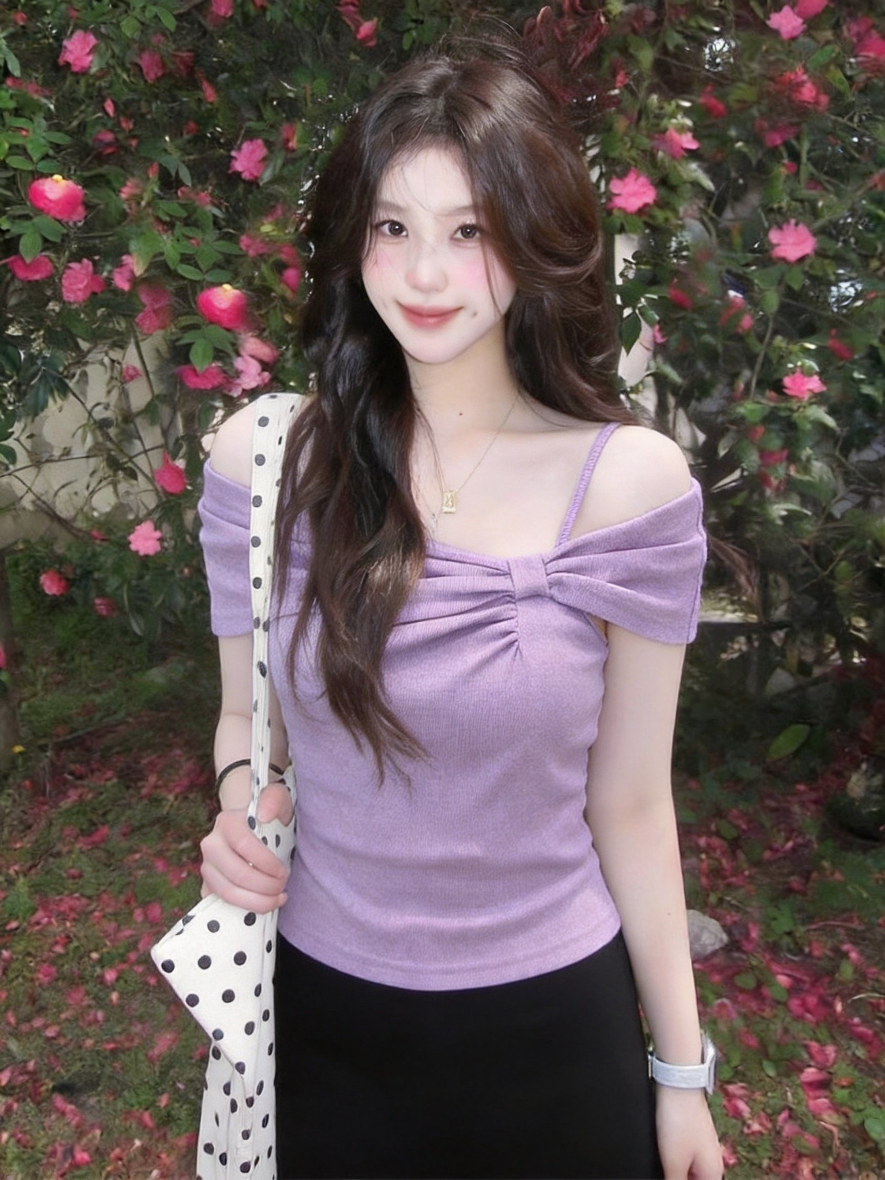 실사 여름 한국 스타일 새로운 섹시함 오프숄더 단색 티셔츠 보트넥 풀오버 슈퍼 몸매 가꾸기 다용도 반팔
