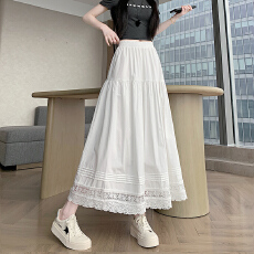 批发实拍2026夏季新款韩系显瘦垂感中长拼接<b class='q'>蕾丝</b>半身裙女