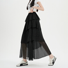 批发2026夏新款不规则拼接中长款荷叶边蛋糕半身裙女显瘦百搭A字<b class='q'>长裙</b>