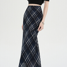 批发实拍 雪纺格子半身<b class='q'>裙</b>女2026夏季新款小个子高腰显瘦a字中长款<b class='q'>伞</b><b class='q'>裙</b>