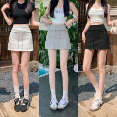 批发实拍抽绳2026夏季少女运动感木耳花边松紧腰<b class='q'>百搭</b>包臀A字半身裙