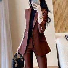 批发西装外套女秋装咖色ol通勤西服套装气质<b class='q'>酒店</b>经理<b class='q'>工作服</b>高端职业装