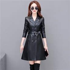 批发2026秋<b class='q'>冬</b>季高端时尚中长款修身韩版显瘦气质绵羊皮风衣上衣外套