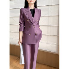 批发紫色西装套装女春秋季2025新款高级感气质小个子职业正装休闲<b class='q'>西服</b>