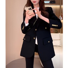 批发春秋法式高级感<b class='q'>西服</b>多口袋设计感气质休闲时尚百搭黑色西装外套女