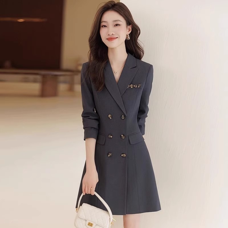 MY14097# 韩版西装连衣裙中长款时尚气质职业正装通勤女修身显瘦裙子女...