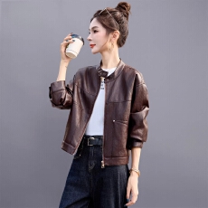 批发高级感短款皮衣<b class='q'>外套</b>女春2026新款小个子气质复古立领机车PU皮夹克