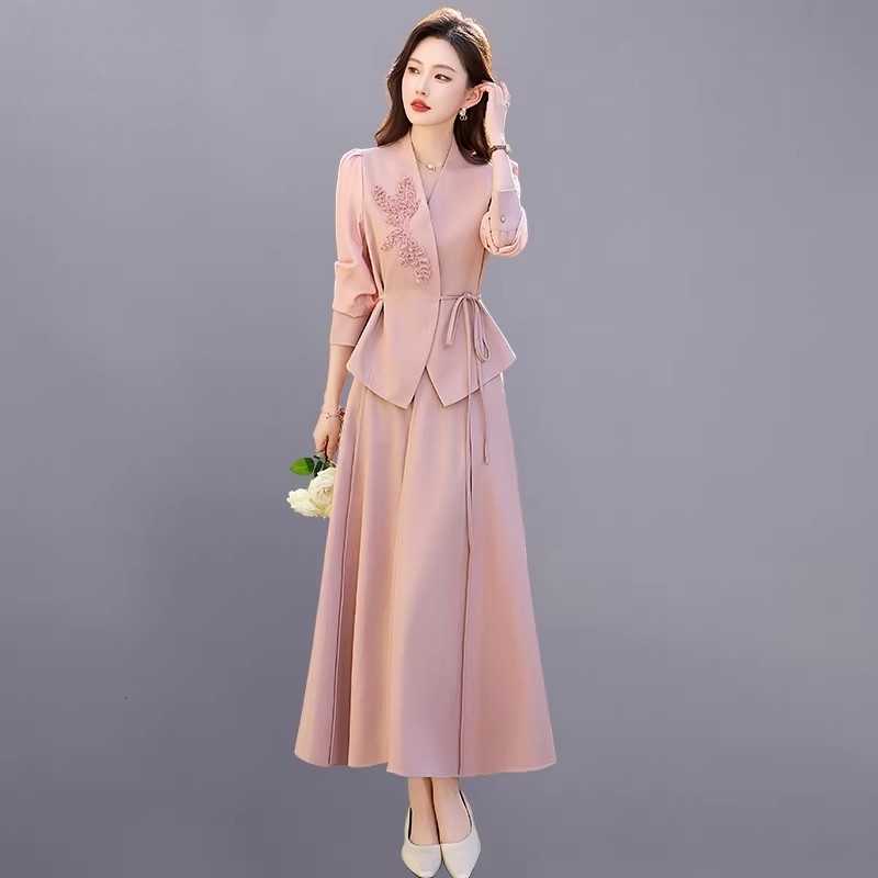RY8316# 高级感两件套连衣裙女2026春季新款时尚气质洋气减龄穿搭套...