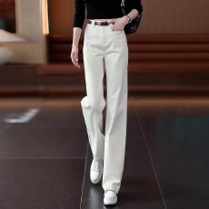 批发米白色窄版直筒裤女2026新款春<b class='q'>秋</b>版型超好看的牛仔裤女士阔腿裤子