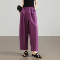 批发纯亚麻气球裤女2026夏秋季进口麻料九分休闲<b class='q'>哈伦</b>裤宽松垂感阔腿裤