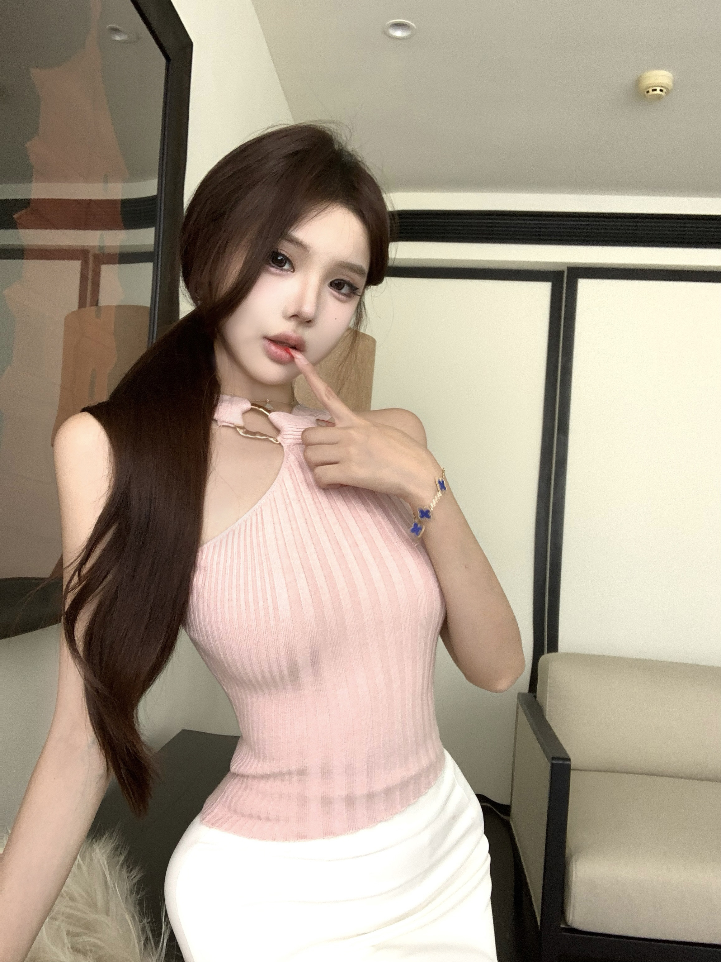 실사 정가 섹시함 순수한 욕망 바람 몸매 가꾸기 니트 행침 목 조끼 슬립 인사이드 잡아라. 의류
