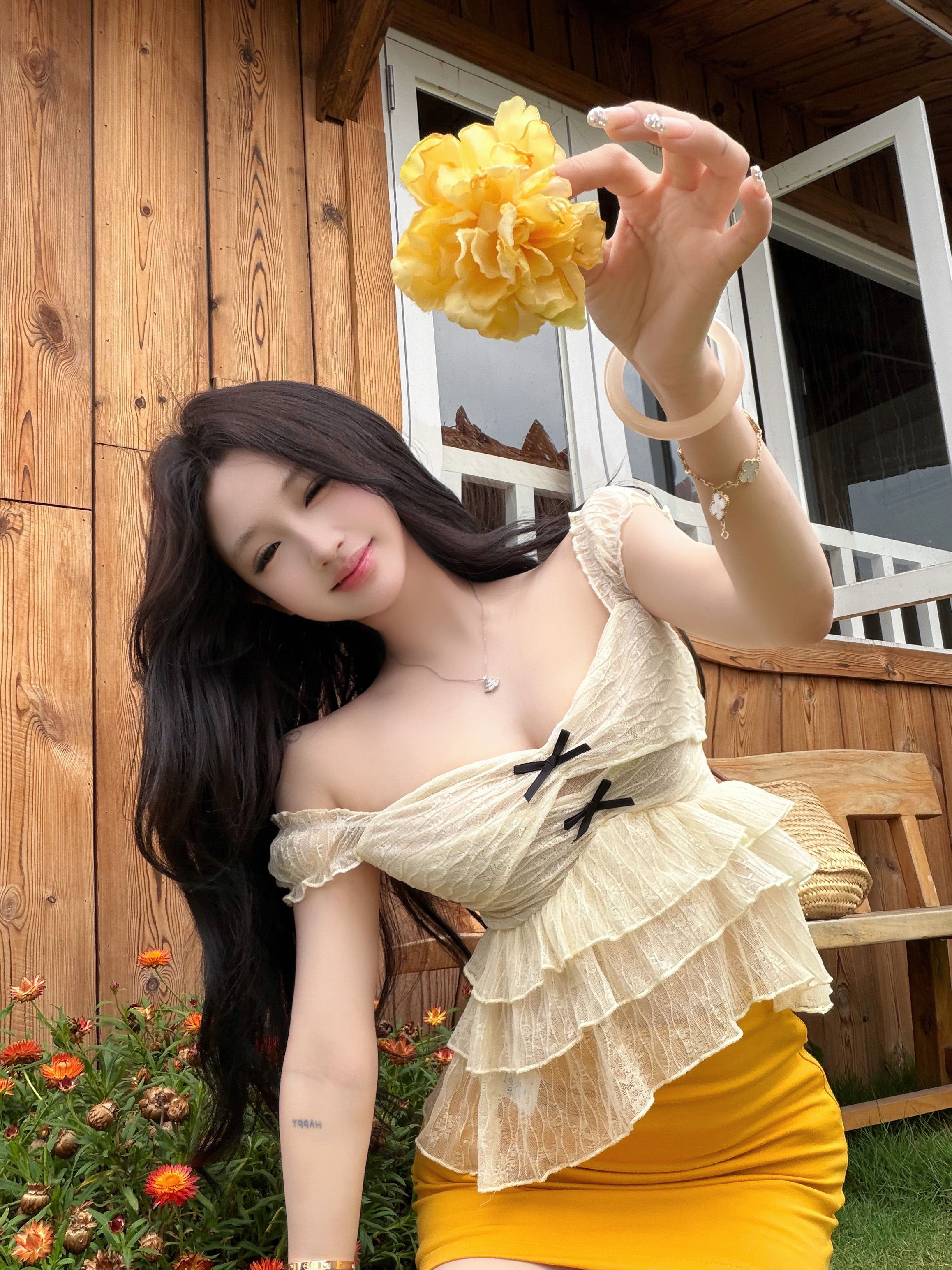 실사 정가 달콤함 나비 매듭 레이스 슬립 티셔츠 여성 여름 섹시함 망사 맨위