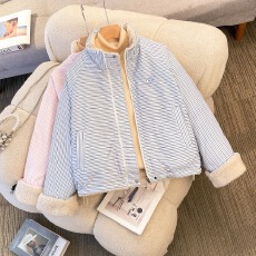 批发实拍棉服女冬季2025新款超好看棉衣外套加厚保暖短款加绒条纹棉袄