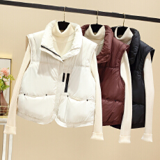 批发实拍羽绒棉马甲背心女新款秋冬季外穿坎肩立领马夹短款加厚外套