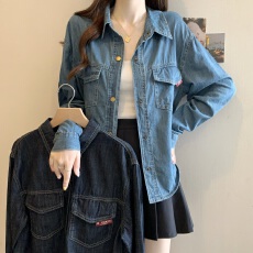 批发实拍<b class='q'>大码</b>女装春季2026新款港风小个子复古<b class='q'>牛仔</b><b class='q'>外套</b>百搭上衣