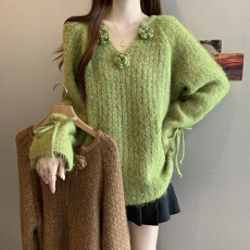 实拍大码2025秋款毛衣显瘦针织衫松弛感设计感宽松显瘦上衣