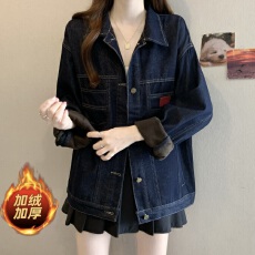 批发实拍<b class='q'>大码</b>冬季2025新款港风复古<b class='q'>牛仔</b><b class='q'>外套</b>休闲上衣