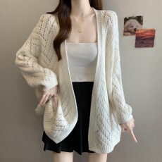 批发实拍大码女2026春款法式长袖针织<b class='q'>开衫</b>薄款外套松弛显瘦上衣