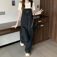 批发实拍大码春季新款实拍大码胖mm时髦<b class='q'>连体裤</b>高腰背带裤