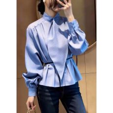 批发气质蓝色衬衫洋气<b class='q'>通勤</b>百搭温柔风显白高级感减龄女装2026春季新款